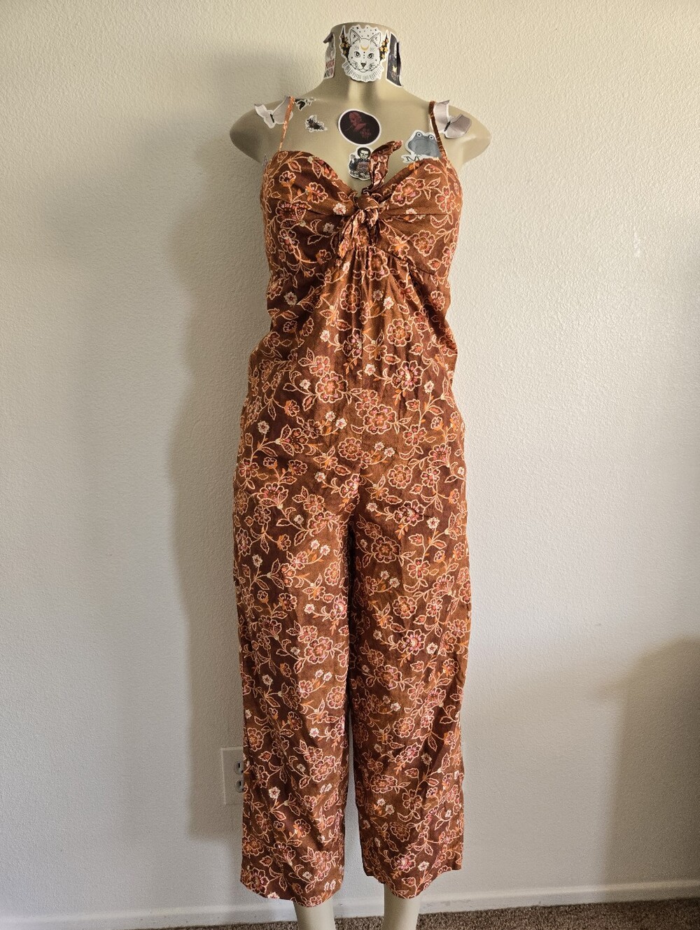 J. Crew Rust Floral Tie-Front Jumpsuit